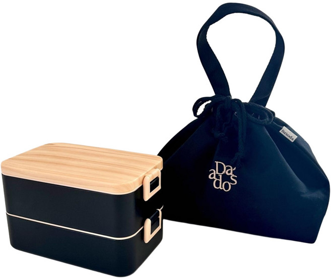 다소다 웜 스텐 도시락 + 로고 보온가방 세트, 1세트, 블랙웜스텐+블랙 로고가방세트