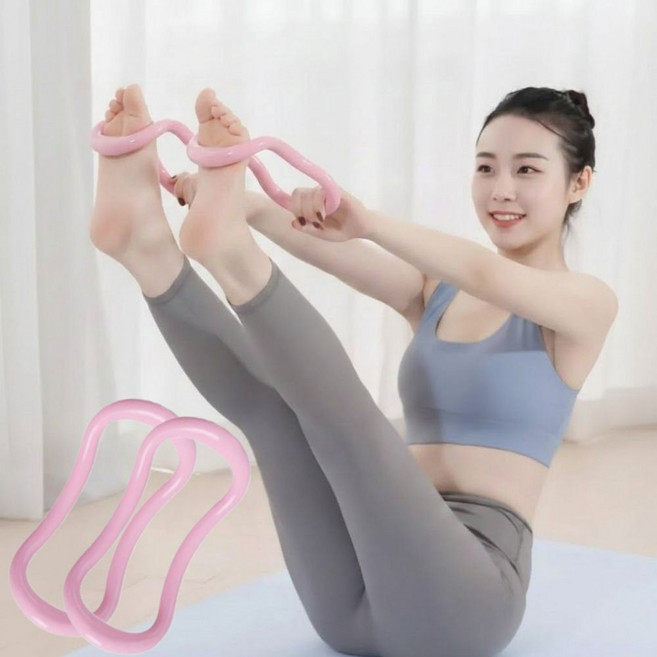 비앙디 고탄성 하드타입 요가링 필라테스링, 2개, 핑크