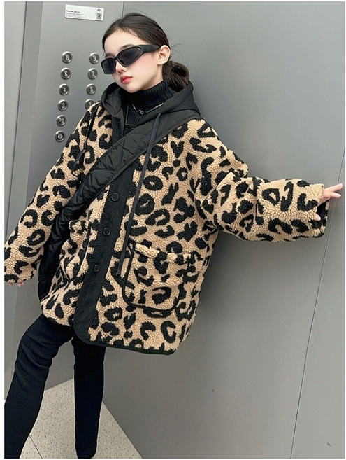 지오코코 여아용 주니어 퀸비 레오파드 누빔재킷 아동 유아 키즈 초등학생 고학년 여자아이 후드 호피 겨울 아우터 자켓 점퍼