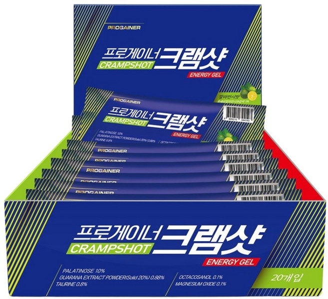 프로게이너 크램샷 깔라만시맛 파워젤 근육 긴장 쥐 완화 라이딩 러닝 마라톤 등산 에너지젤, 20개, 35g