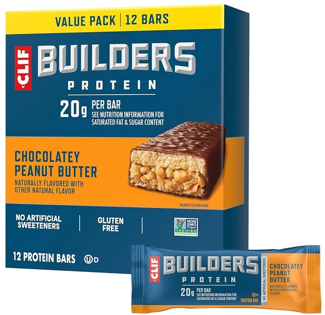 CLIF Builders - 초콜릿 땅콩 버터 맛 - 단백질 바 - 글루텐 프리 - GMO 프리 - 저혈당 - 단백질 20g - 68g(2.4온스) (12팩), 12, 68g - 쿠팡