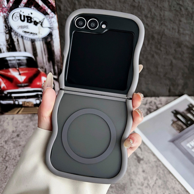 얌코 휴대폰케이스 갤럭시 z플립3 z플립4 z플립5 z플립6 z플립7 물결무늬 테두리 맥세이프 케이스