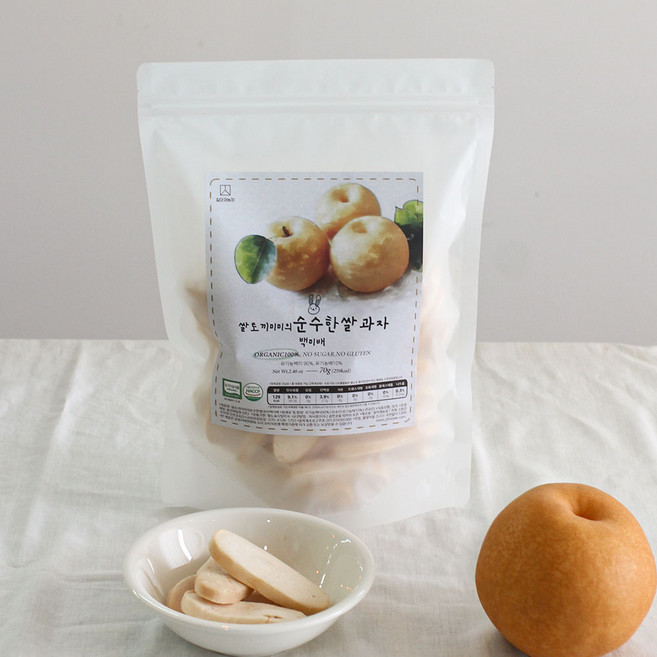 질마재농장 백미배떡뻥 유기농 국내산쌀 무첨가 아이간식, 1개, 70g, 유기농쌀과자 백미배떡뻥