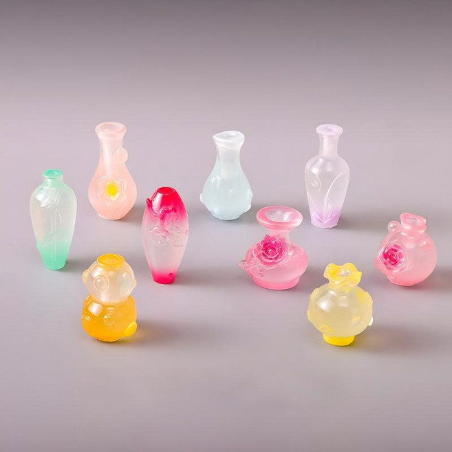 야광 미니 화병 장식품 9마리 세트 테라리움 화분 인테리어 만들기 재료 소품 미니어처, 믹스 컬러