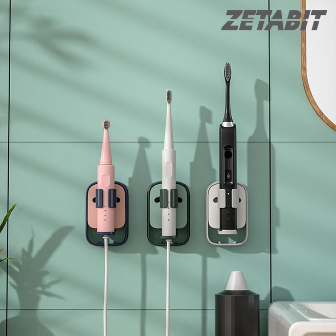 ZETABIT 전동칫솔 & 컵 거치대 SLT-01 칫솔정리 보관홀더, 화이트, 1개