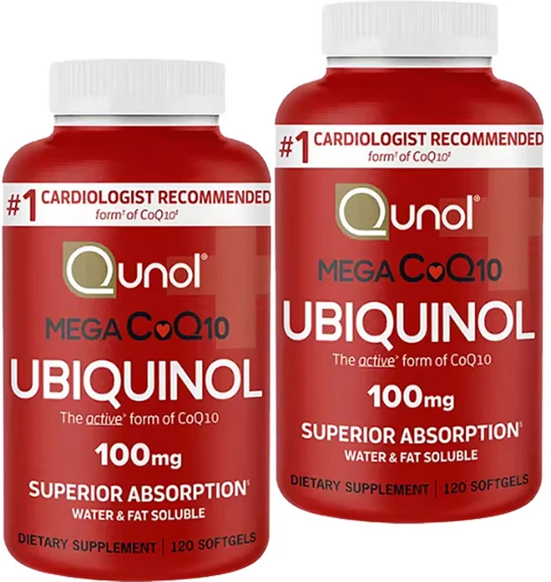 Qunol 코엔자임Q10 유비퀴놀 100mg 소프트젤 심장 건강 서포트, 2개 - 쿠팡