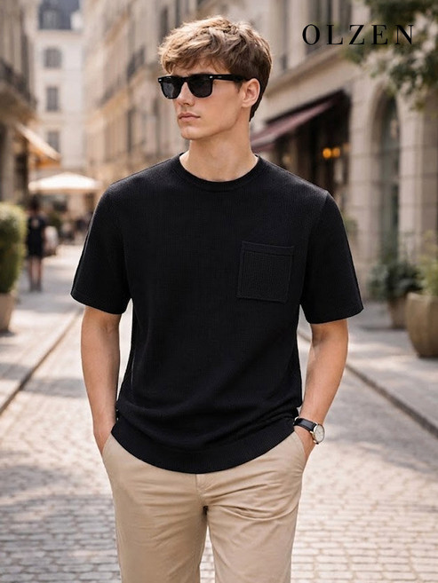 올젠 포켓 라운드 반팔 니트 I ZPC2ER1505