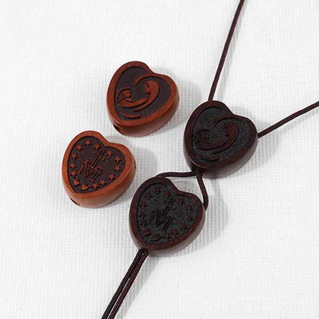 비즈아이 [5729-01]우드 하트방석 16mm 대추나무 1개