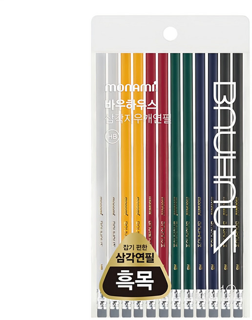 모나미 바우하우스 클래식 삼각지우개 연필 6종 x 2p 세트 HB, 혼합색상, 1세트
