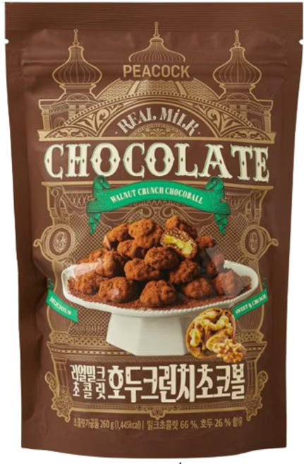 피코크 walnut crunch 호두 크런치 초코볼 260g 1개