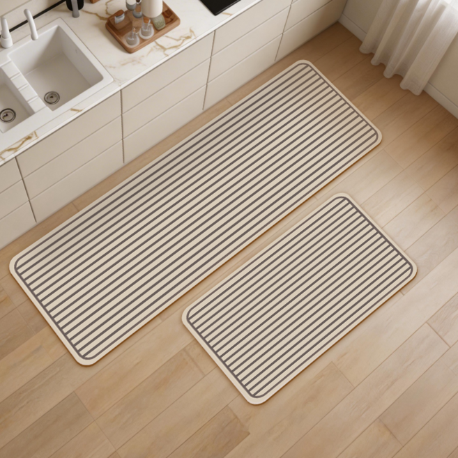 SoftDiary 푹신한 주방 규조토 발매트 싱크대앞 바닥매트 2종 세트 대형, 다크그레이