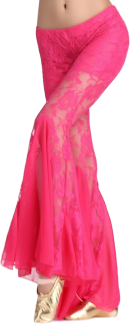 밸리 댄스 나팔 바지 라틴댄스복 레이스 연습 여성용, 로즈