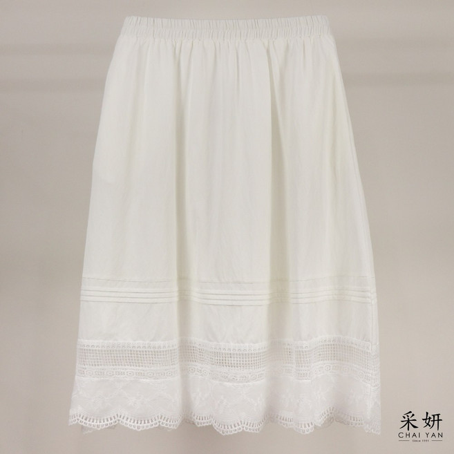 采妍 CHAI YAN 蕾絲拼接中長裙 春夏女裝 中大尺碼, 白,F