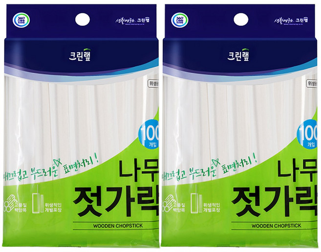 크린랩 이나우스 나무젓가락, 100개입, 2개