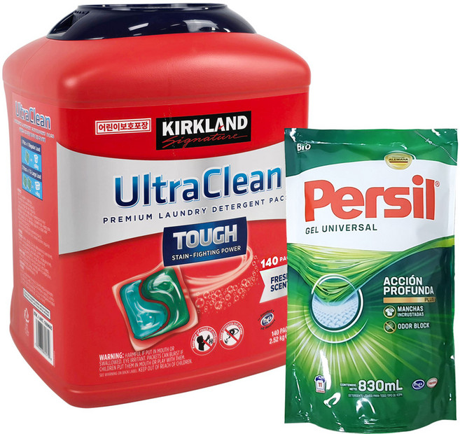 커클랜드 캡슐 세제 + 퍼실 액체 세탁 세제 830mL, 1세트, 140개입