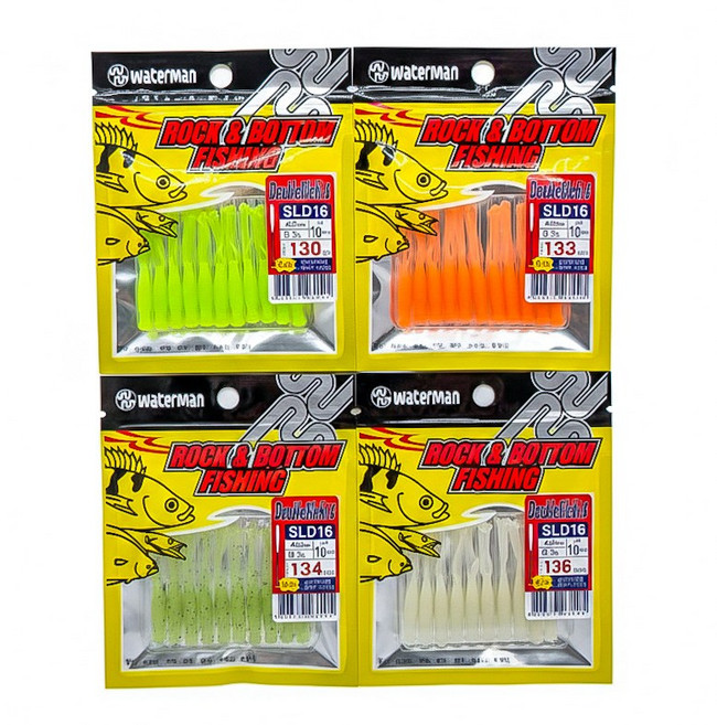 워터맨 볼락 전갱이 웜 루어, 더블실치 4종세트, 1세트, 4색, 0.4g