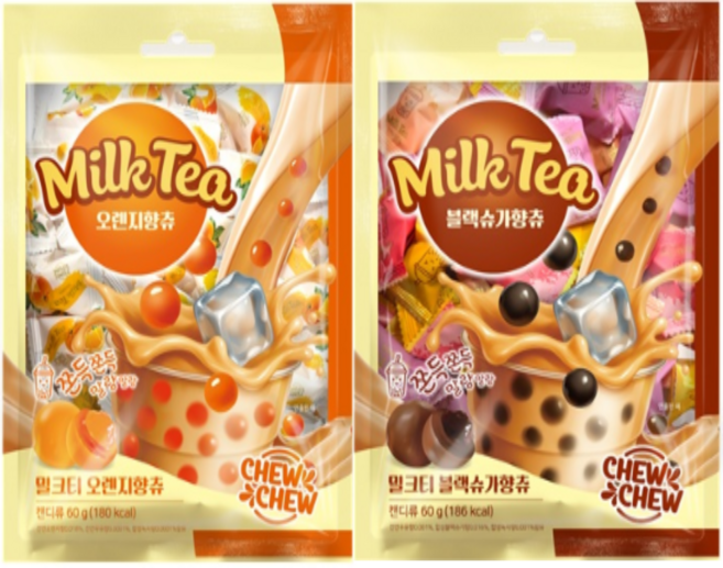 밀크티츄 2종세트 (블랙슈가향츄+오렌지향츄), 2개, 120g