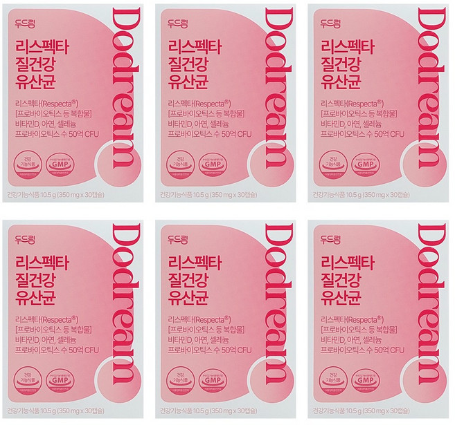 두드림 리스펙타 질 건강 생유산균 10.5g, 30정, 350mg, 6개