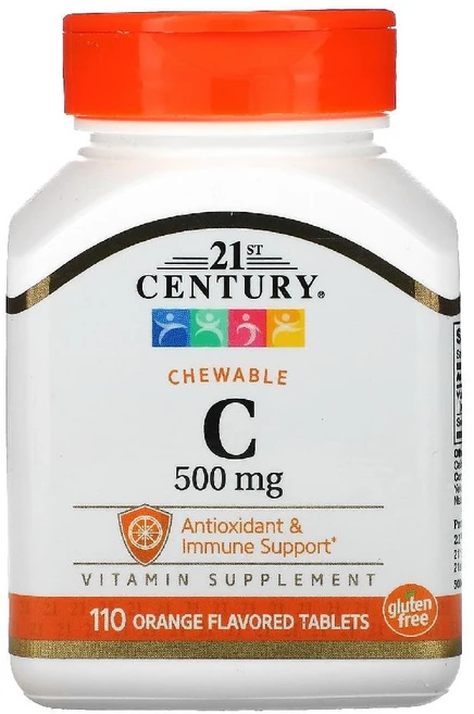 21세기센트리 비타민C 500mg 비타민씨 아스코르브산 츄어블 오렌지 맛 타블렛 110정, 1개 - 쿠팡