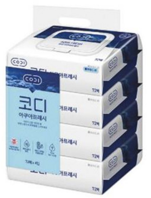 코디 캡형 아쿠아프레시 쌍용 물티슈 CODI 72매 6입, 6개