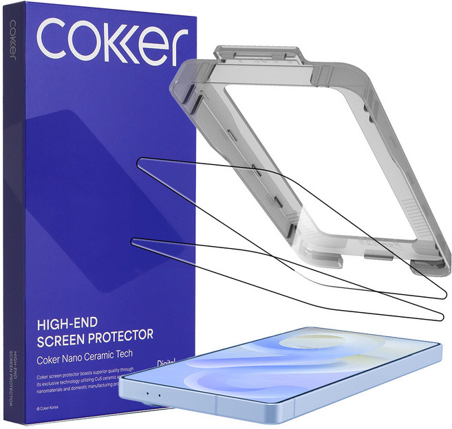 코커 압도적 터치감 갤럭시26 강화유리 액정 보호 필름 실크글라스 원터치 세트, 2개