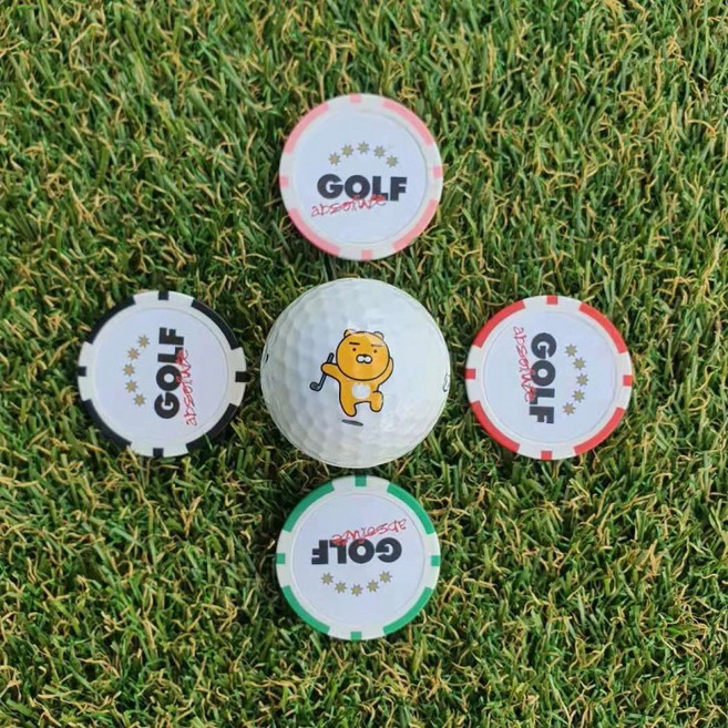 옆집샵 카지노칩 볼마커 세트 필드 위 센스 있는 골퍼의 개별 포장 선물용 4p