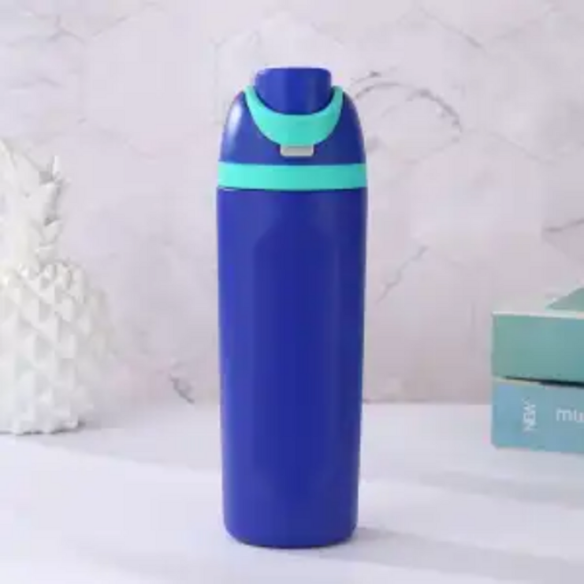 戶外雙飲運動水壺 600ml, 一鍵雙飲口天藍, 1個