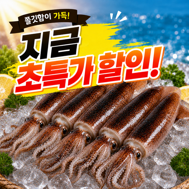 [새벽 조업] 산지직송 생물 초코오징어 국내산 초코오징어 통찜 당일바리, 1박스, 2kg (8~10미)