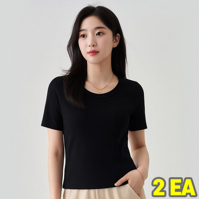 끈적임 없는 모달 슬림 반팔티