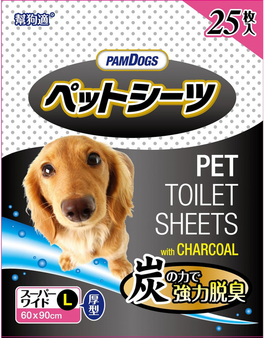 PAMDOGS 幫狗適 寵物尿布墊 竹炭除臭 超吸水 L號 (90 x 60公分), 25個裝, 1個