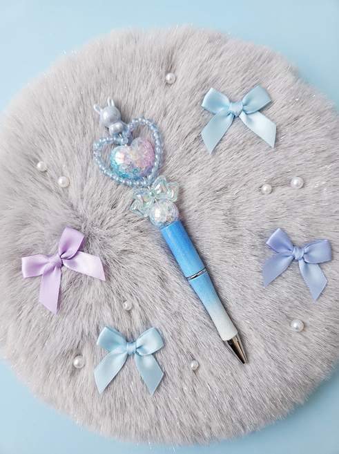 볼펜꾸미기 완제품 볼꾸완제품 동대문볼꾸 예쁜볼펜, 1개, 하트링토끼(파랑)