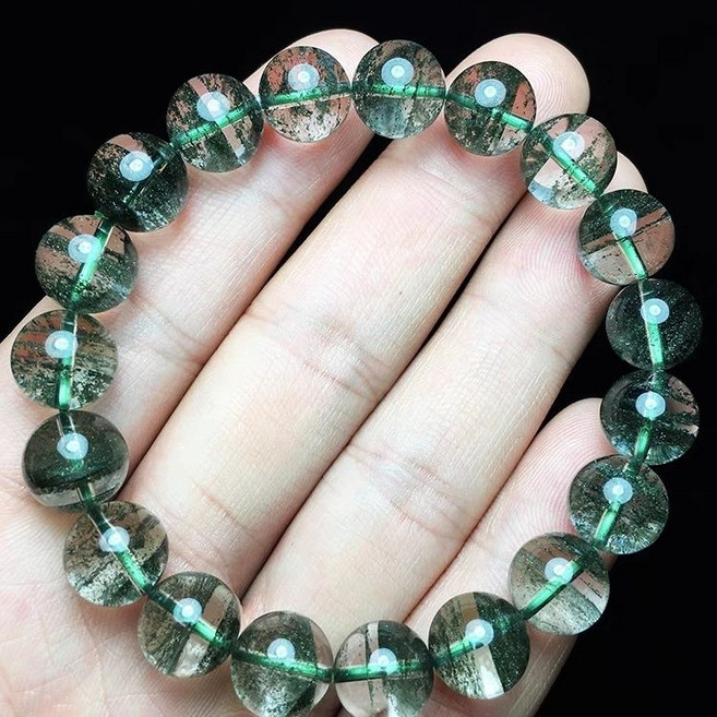 綠幽靈水晶手串 聚寶盆 千層, 1個, 8mm