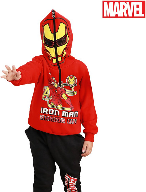 기모 마블정품 아이언맨 가면 상하복 바지 세트 히어로