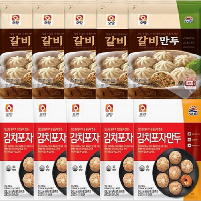 사조 육즙가득 갈비만두 5봉+김치포자만두 5봉, 180g, 10개