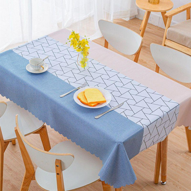 PVC 防水防油餐桌布, 1個, 三角桌旗款,135*180cm長方桌