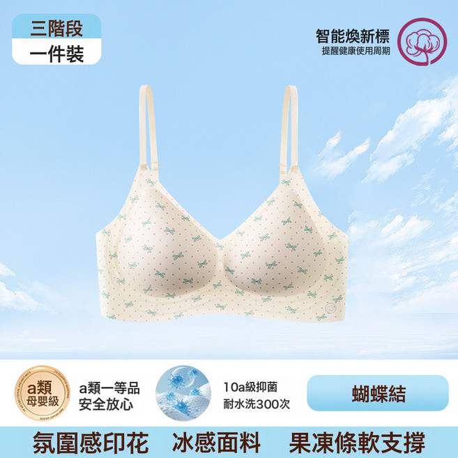 發育期少女內衣薄款定型防震初高大學生青春期三階段冰感印花內衣