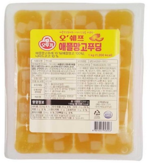 오뚜기 오쉐프 애플망고푸딩 1kg*4개, 1개, 1kg