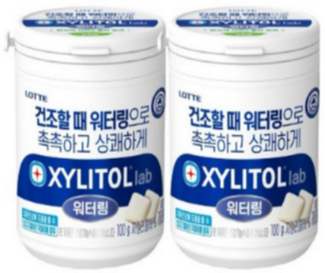 롯데 자일리톨 랩 워터링 용기 100g x2개 무배, 2개