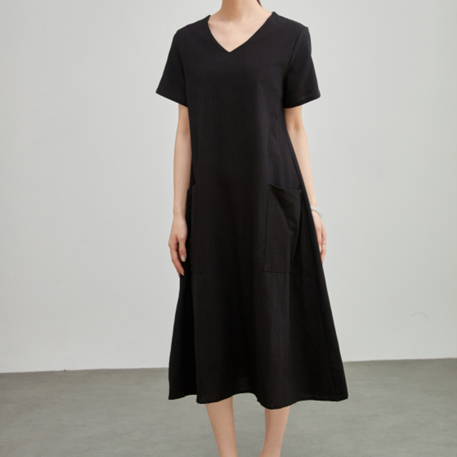 빅사이즈 브이넥 롱원피스