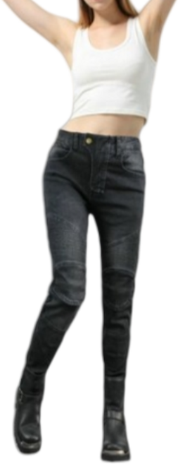 여성 오토바이 바지 바이크 블랙진 라이딩 팬츠, 블랙