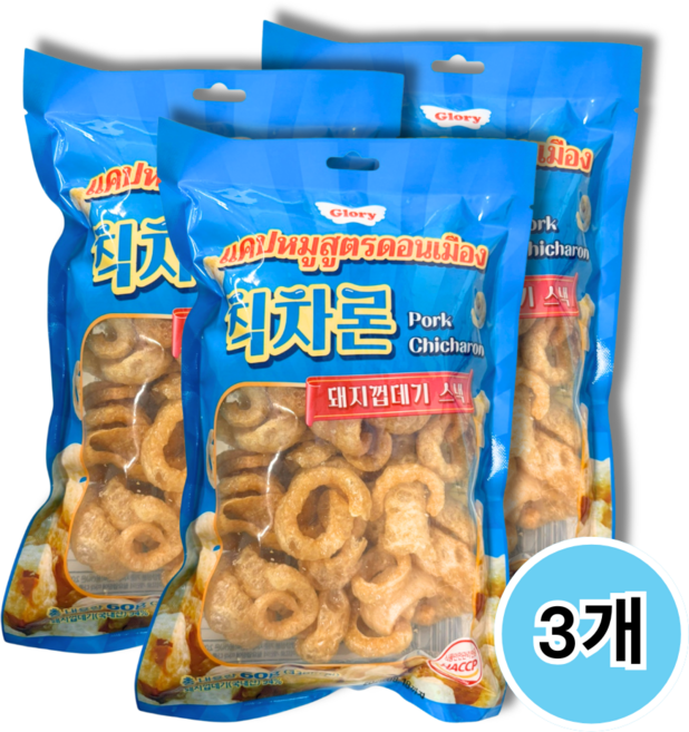 캡무 파랑 칙차론 돼지껍데기 튀김 과자 60g, 3개
