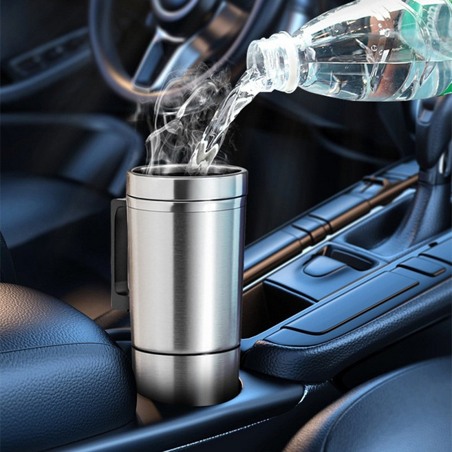 차량용 커피포트 12V 24V 300ml 스텐 자동차 화물차 보온 가열 카포트, 12V 자동차