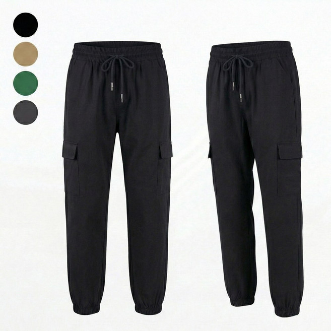 미닝유 면스판 봄 남자 여자 키작녀 카고 조거 스판 바지