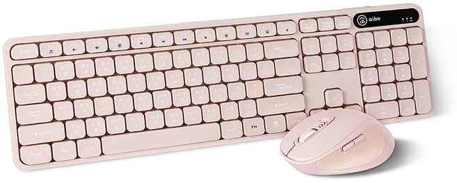 aibo 2.4G 無線靜音鍵盤滑鼠組, 粉色, KM16, NO