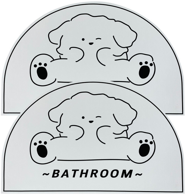 빨아쓰는 규조토 반원형 미끄럼방지 욕실 주방 발매트 2개 세트, 큐티퍼피