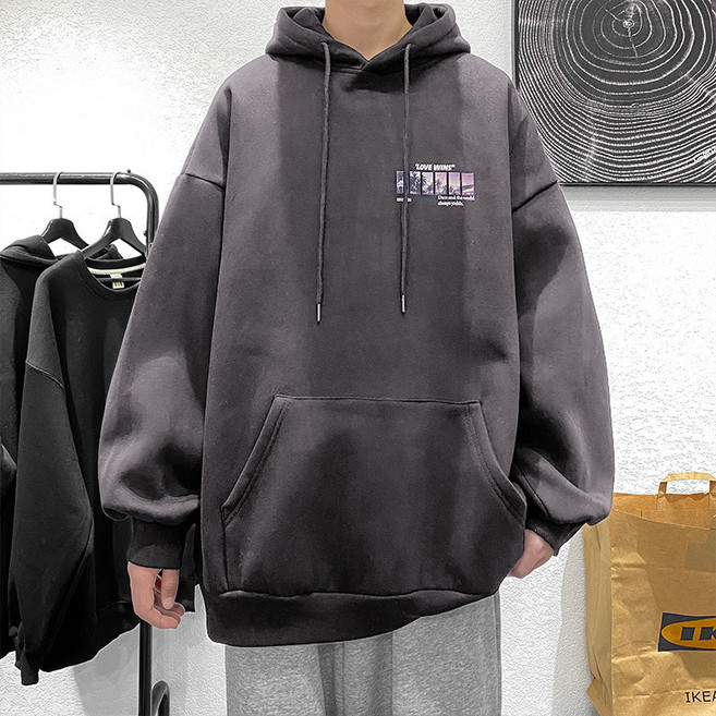 印花連帽T 韓版日系秋冬男女同款長袖帽T