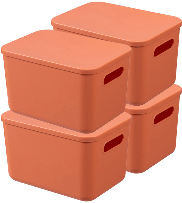 코드86 팬트리 정리함 리빙박스 펜트리 수납함, 오렌지, 4개