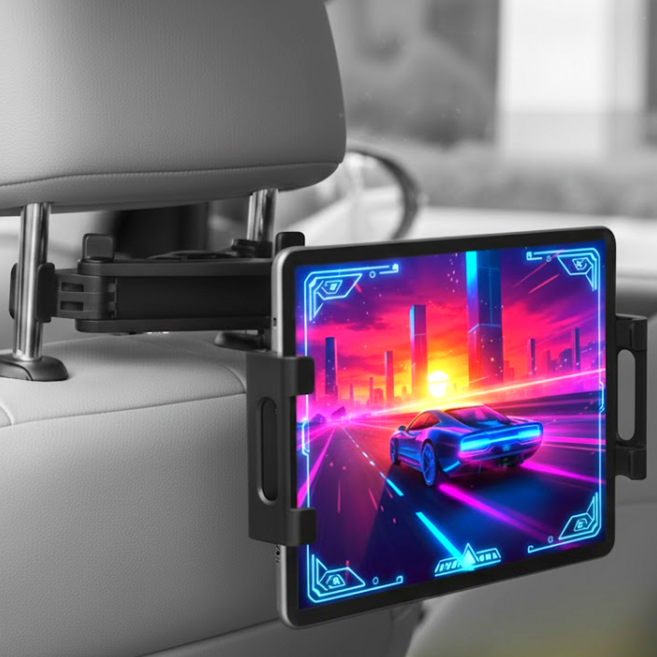 레츠굿 자동차 뒷자리 핸드폰 태블릿 거치대, 블랙, 1개