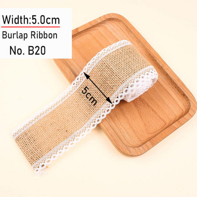 2미터 황마 리본 레이스 화이트 수공예 트림 장식 포장 DIY 선물 (색상-Width 5cmB20 크기-2Meters)