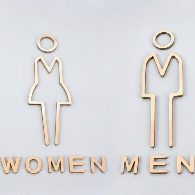 이지픽 남여 공용 화장실 표지판 안내판, 골드
